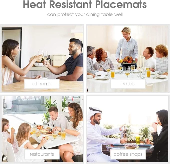 PU Placemats Set of 6 Wipeable,Geometric Pattern Faux Leather Placemat for Dining Table,Reversible Waterproof Heat Resistant Washable Anti Slip Table Mats,Modern Table Protectors