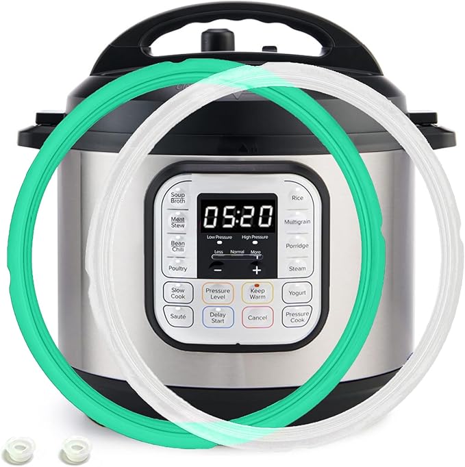 2 Pack Sealing Ring 6 Qt for Instant Pot Sealing Rings for 5/6 Qt Insta Pot, Food-grade Silicone Instantpot 5&6Qt Sealing Ring, With 2 Float Valve Caps, for Instant Pot 6 Quart, Clear and Green