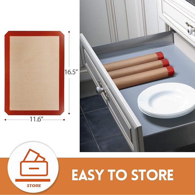 STATINT Non-Stick Silicone Baking Mat, Premium Food Safe - Pack of 3
