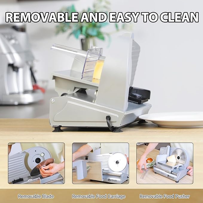 Meat Slicer Machine for Home, Electric Food Slicer, with 7.5" Stainless Steel Blade, 180 W, Adjustable Thickness, Easy to Clean, Cuts Meat, Bread, Cheese and Deli, Sliver