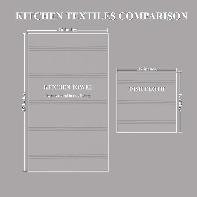 Sticky Toffee Cotton Kitchen Towels Set of 4 – 28x16 in Tan and White Dish Towels, Reusable and Absorbent Tea Towels for Cleaning or Drying, Oeko-Tex Cotton