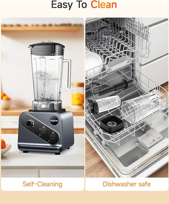 Blender for smoothies, 2000 Peak Watts professional blender, 68oz Large Capacity with 27oz TO-GO cup, Best blenders for kitchen to make smoothies, soups, jams&More, Dishwasher Safe, BPA Free