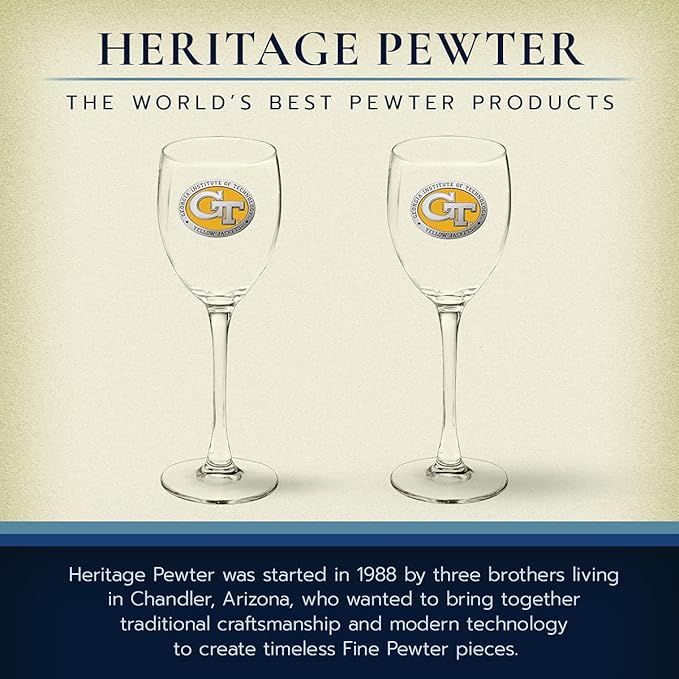 Heritage Pewter GT Glass Goblets β Set of 2 | 12 OZ Goblet Wine Glasses | Expertly Crafted Pewter Glass