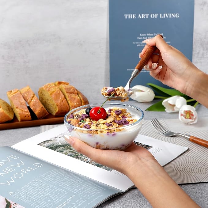 NUTRIUPS 5 Inch Mini Glass Bowls Set of 6, Tempered Glass Snack Bowls for Kitchen Microwave and Oven Safe