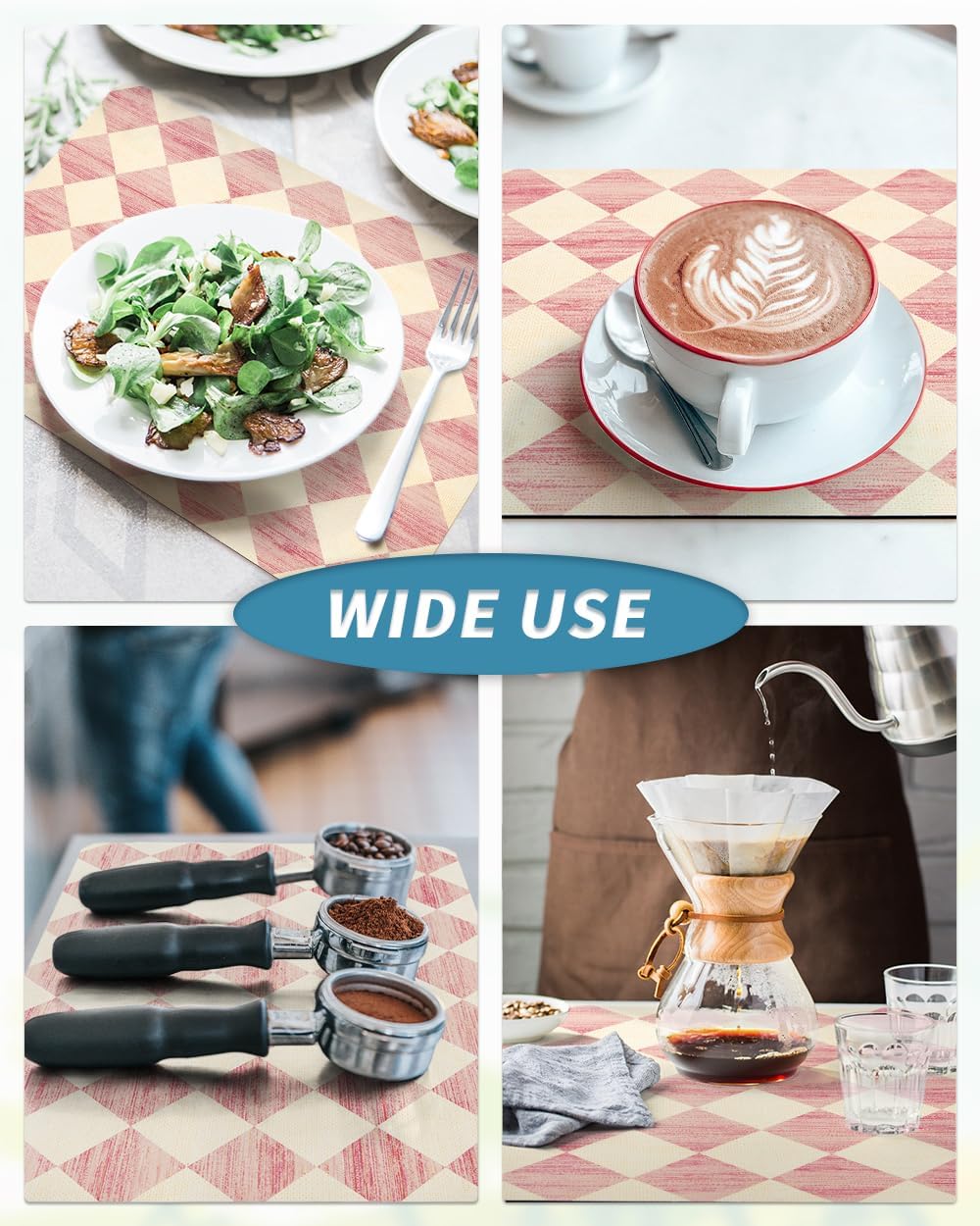 AMOAMI Coffee Mat Hide Stain Rubber Backed Absorbent Dish Drying Mat for Kitchen Counter - Fits Under Coffee Maker or Machine - PINK 16X24