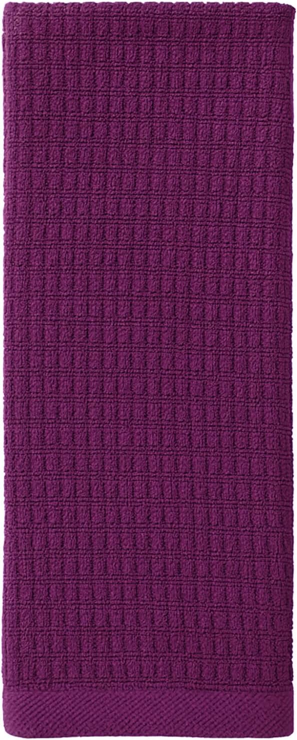 CRAFTSWORTH Kitchen Towels, 15 x 26 Inches, Pack of 6, 400 GSM, 100% Ring Spun Cotton, Striped Solid Purple Cotton Dish Towels Super Soft and Absorbent, Tea Towels and Bar Towels
