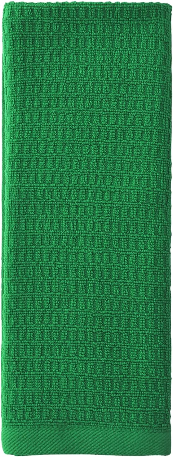 CRAFTSWORTH Kitchen Towels, 15 x 26 Inches, Pack of 6, 400 GSM, 100% Ring Spun Cotton, Striped Solid Green Cotton Dish Towels Super Soft and Absorbent, Tea Towels and Bar Towels