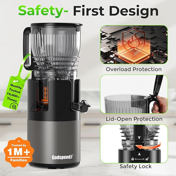 Juicer Machines, 5.8" Large Feed Chute Slow Masticating Cold Press Juicer for Whole Fruits & Vegetables, Easy to Clean & High Juice Yield