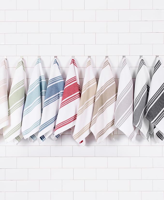 All-Clad Dual-Purpose Kitchen Towels: Highly Absorbent - 100% Cotton, 17"x30" Dish Towels for Cleaning & Drying Dishes & Glassware, 3-Pack, Cappuccino