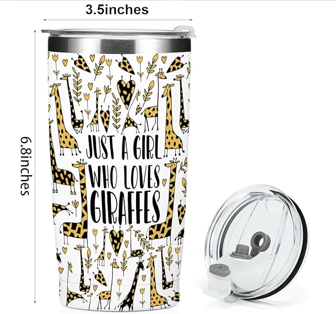 Giraffe Gifts Tumbler, Giraffe Decor 20 oz Stainless Steel Coffee Mug,Travel Cup,Insulated Cup with Lid for Car, Perfect Gifts for Women Friend Animal Lover Girl Christmas Birthday