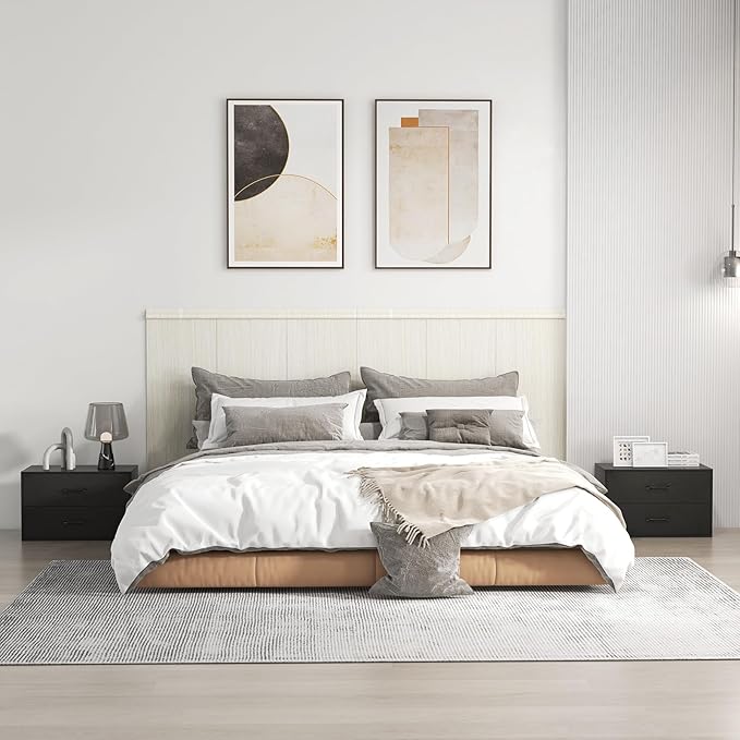 Giantex Stackable Drawers for Closet, 2-Drawer Short Dresser, Multi-Purpose Storage Cube with Anti-Scratch Pads, Anti-Tipping Devices, Storage Cabinet for Living Room, Entryway, Home Office (1, Black)