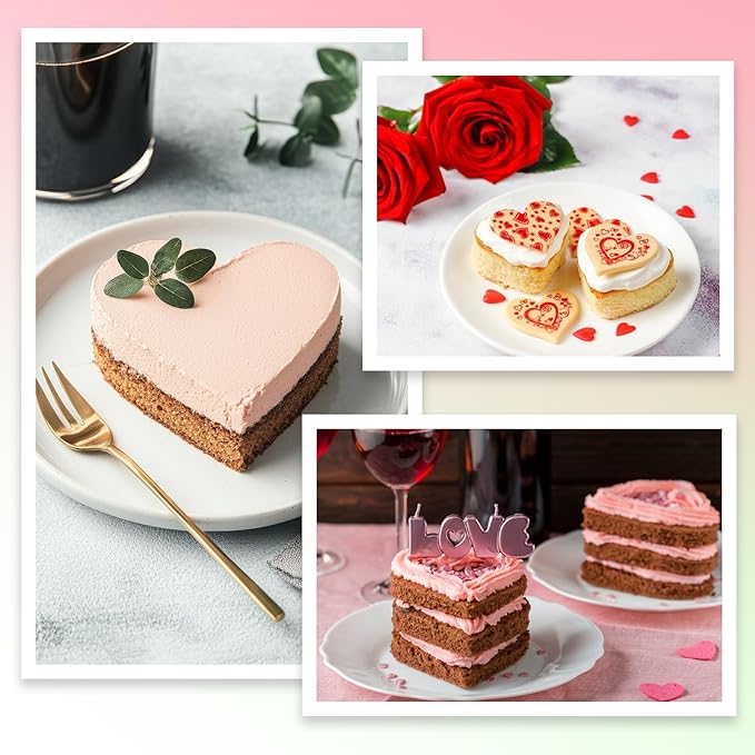 3 Pcs Heart Baking Pan with Removable Bottom, 8 Inch Aluminum Love Cake Molds, Reusable Heart Baking Tool for Kitchen, Wedding, Family, Gathering, Valentine's Day, Birthday Party