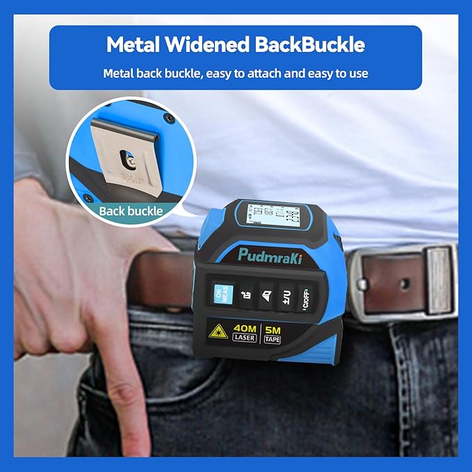 4-in-1 Laser Tape Measure 131Ft, Laser Crosshairs, 16ft Auto-Locking Tape, Digital Measurement Level, Backlit LCD Screen, Feet/Inches/Meters Unit Switching