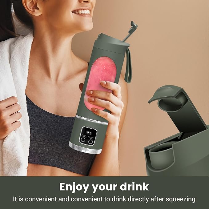 Portable Blender Personal Electric USB,500ML Portable juicer Shakes and Smoothies Blender,Small Blenders,Mixing,Compact、Convenient and Versatile (Green)