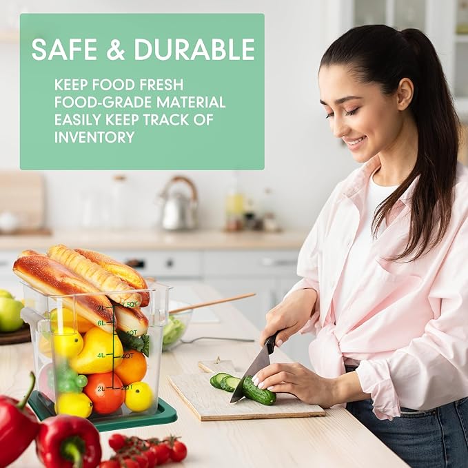 Lallisa 8 Pack 8 Qt Clear Food Storage Container with Handles and Lid Commercial Grade Square Food Storage Containers with Lids Polycarbonate Storage Container for Home Kitchen Restaurant