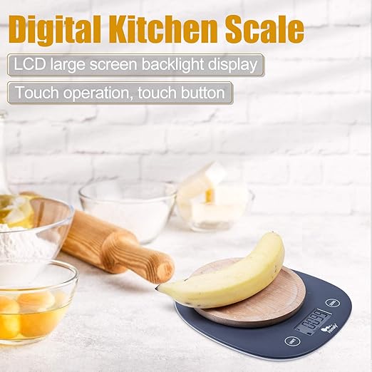 Digital Food Scale, 11 lbs/5kg Multifunction Kitchen Scale Measures in 4 Units for Cooking and Baking, Lightweight Food Liquid Scale with Easy Reading LCD Display