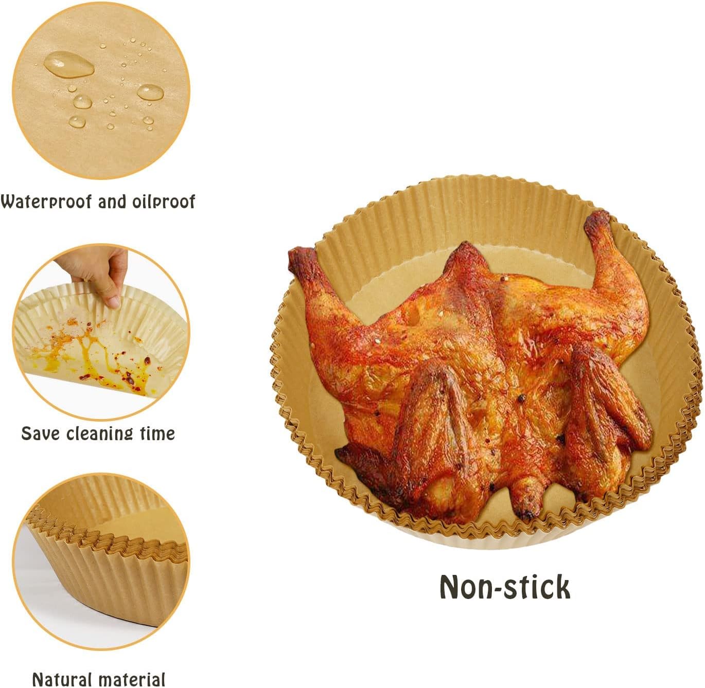 200 Pcs Air Fryer Liners - Disposable Parchment Paper Sheets for Ninja Air Fryer AF101 & AF150 XL