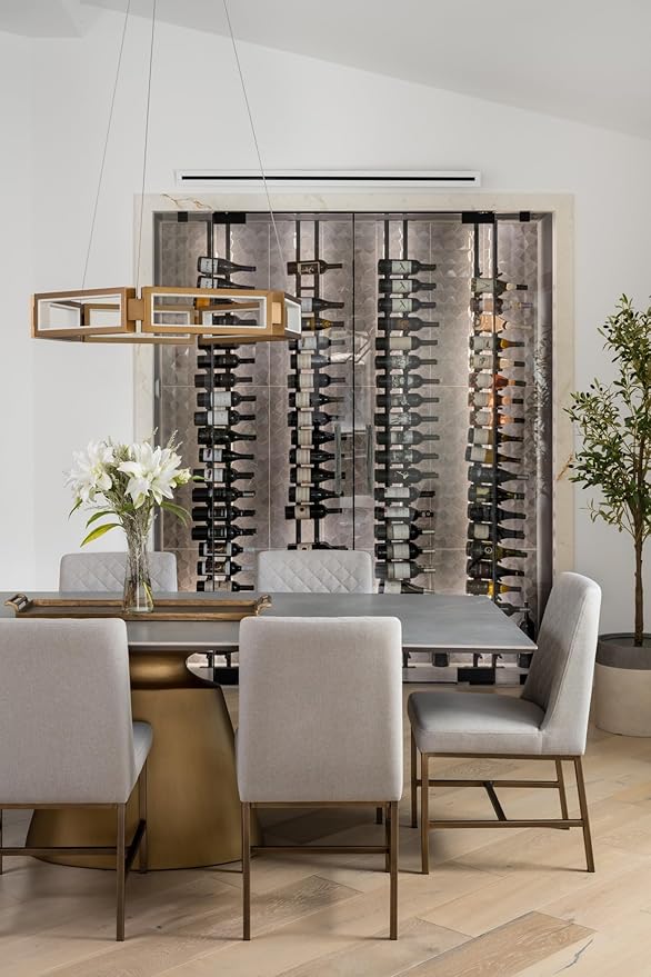 Ultra Wine Racks Floor-to-Ceiling Mount Display (2 Side, Triple Deep, Black, Holds 126 Wine Bottles) - Modern Metal Wine Storage for Wine Cellars, Home Bars, Kitchens, & Dining Rooms