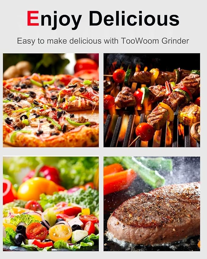 Pepper Grinder Salt Grinder, 8inch Stainless Steel Pepper Mill w/Adjustable Coarseness, Refillable Salt with Funnel, Cleaning Brush, Manual Pepper Grinder for Black Peppercorns