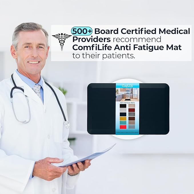 ComfiLife Anti Fatigue Floor Mat – 3/4 Inch Thick Kitchen Mats for Floor, Standing Desk Mat, Kitchen Rug – Comfort at Home, Office – Durable – Stain Resistant – Non-Slip Bottom (20" x 39", Navy)