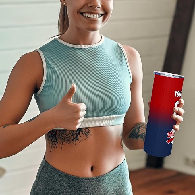 Custom Tumbler Stainless Steel Cup Personalized Baseball Vacuum Insulation Travel Mug Add Your Name Number Fans Gift for Baseball Fans
