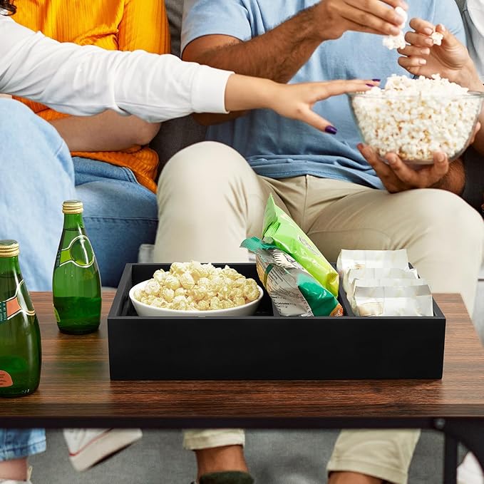 DRASTAR Snack Tray Organizer, Wooden Snack Display for Counter, Snack Bar Station, Chip Organizer for Pantry Shelf, Snack Basket Organizer, Kitchen Office