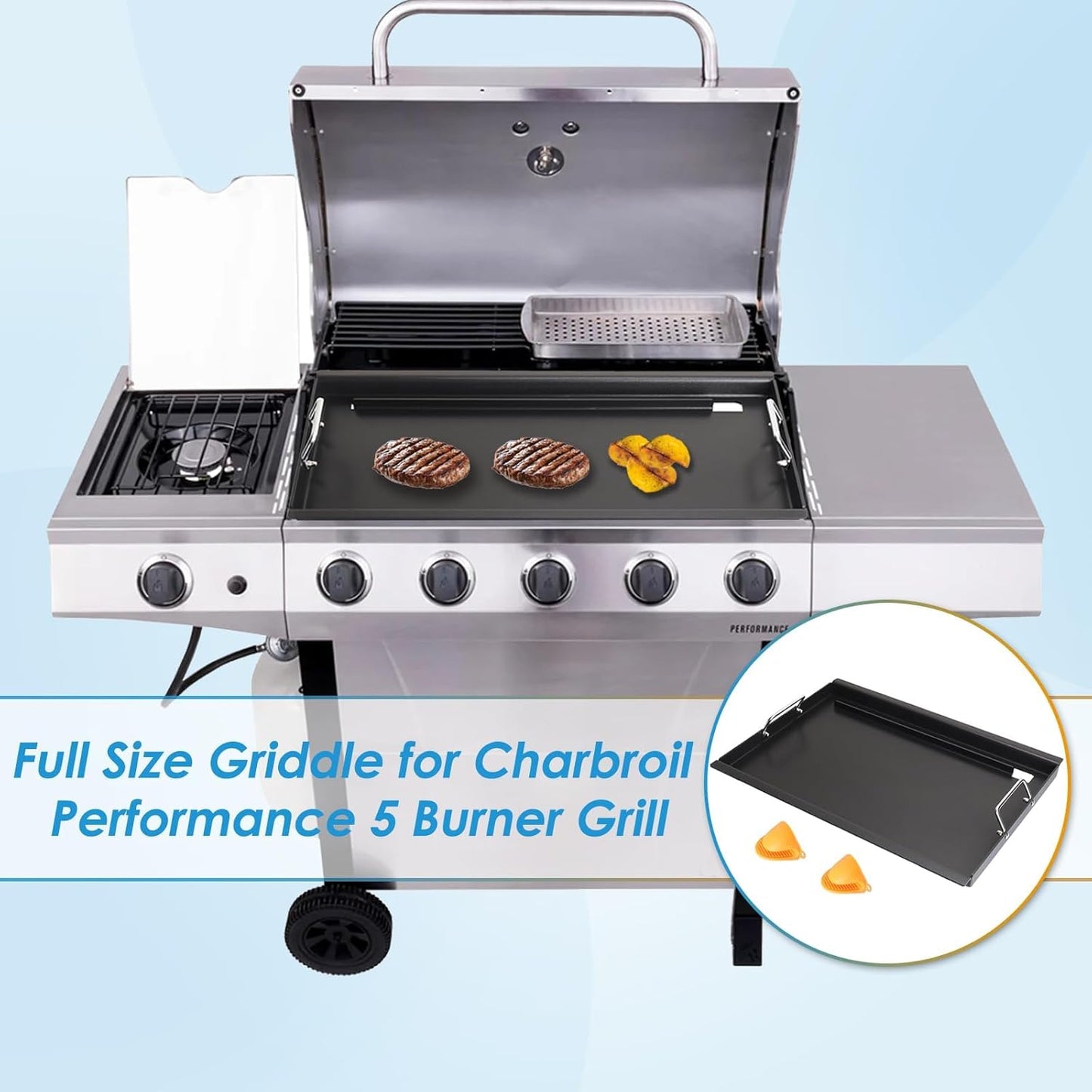 17" Griddle Insert Parts for Charbroil Performance 5 Burner 463448021 463449021 463450022 463451022 Full Size Griddle for Charbroil Grill Replacement Parts G426-0004-W1 G426-0005-W1