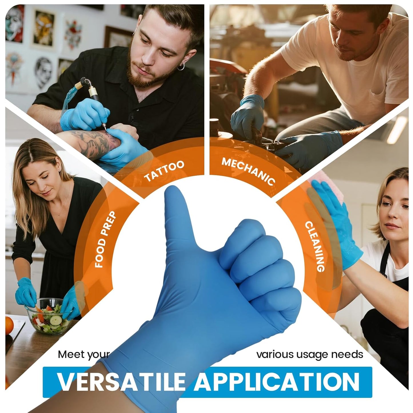 6 mil Disposable Nitrile Gloves, Heavy Duty Disposable Glove, Cooking Gloves, Latex Free, Powder Free (Blue of 1000, Large)