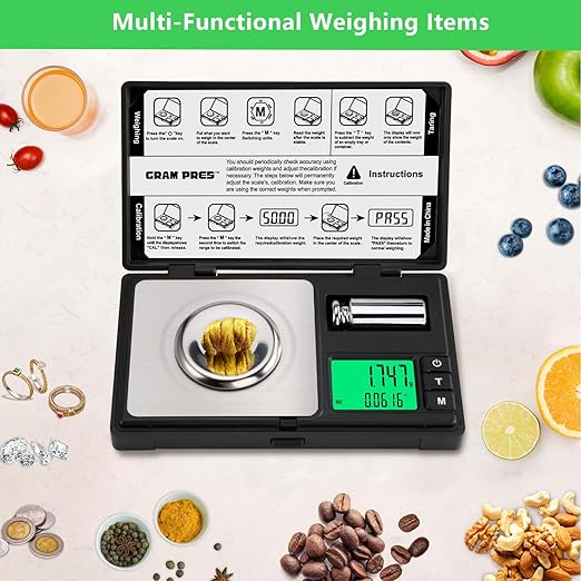 High Precision Milligram Scale,50g/0.001g Digital Mini Pocket Gram Scale,Mg Scale for Weighing Powders,Jewelry, Medicine, Gem, Reloading, with Cal Weight, Tweezer ,Tray and Scoop