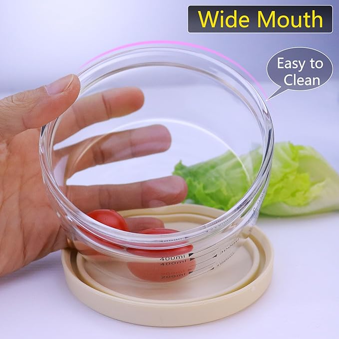 16 oz Glass Food Storage Containers - Clear, Meal Prep Containers, Freeze Bowls, Microwave Safe (2pcs)