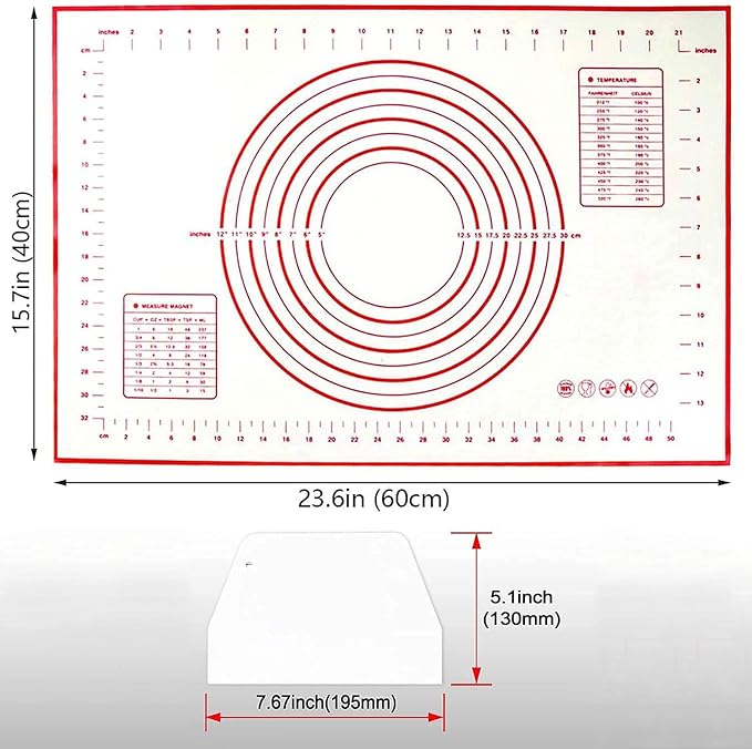 5 pcs Pizza Tool Set Includ Pastry Pizza Roller, Pizza Dough Docker that Time-Saving and Dough Scraper Cutter and Pizza Cutter Wheel and Silicagel Pastry Mat (5 pcs)