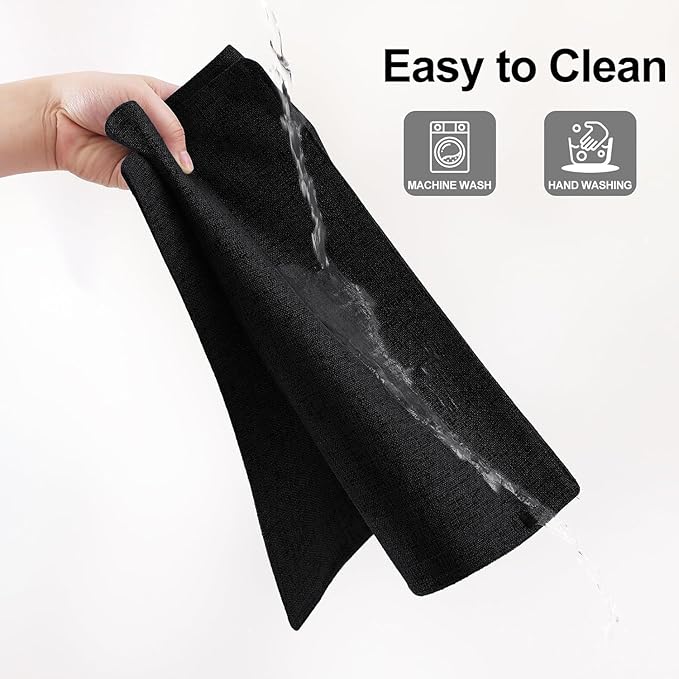 Homaxy Cloths Placemats for Dining Table Set of 6, Heat Resistant Washable Cotton Linen Blend Table Mats, Easy to Clean Place Mats for Indoor Outdoor Party Kitchen Decoration, 13" x 19", Black