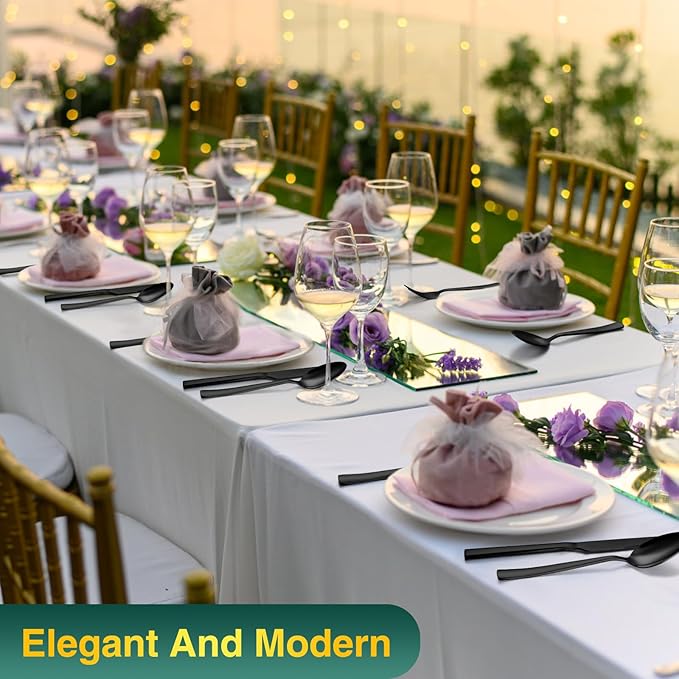 40 Pieces Black Silverware Set,Premium Stainless Steel Flatware Set For 8, Yoehka Mirror Polished Tableware Cutlery Set For Home And Restaurant, Include Knife/Spoon And Fork, Dishwasher Safe