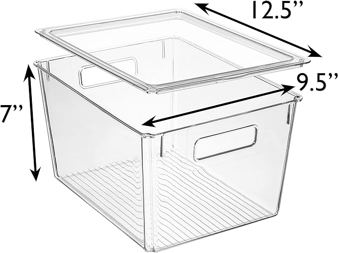 ClearSpace Plastic Storage Bins with Lids X-Large – Perfect Kitchen Organization, Desk Organizer or Pantry Storage – Desktop Organizer, Pantry Organization and Storage Bins, Cabinet Organizers
