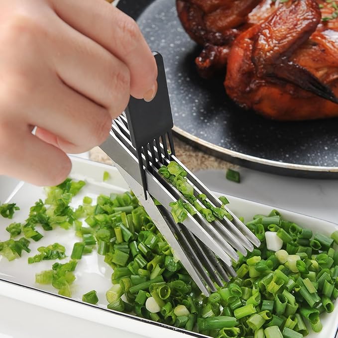 Gidli 2 Pack Kitchen Scissors & Kitchen Shears - Lifetime Replacement Warranty - Herb Scissors with 5 Blades and Cover - Heavy Duty Vegetable Salad Multi Blade All-Purpose Food Shears Dishwasher Safe