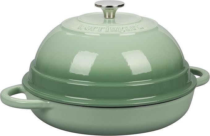 Cast Iron Enameled Dutch Oven Pot with Lid for Bread Baking, Bread Oven, 6 Quart, Green