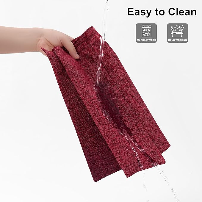 Homaxy Cloths Placemats for Dining Table Set of 6, Heat Resistant Washable Cotton Linen Blend Table Mats, Easy to Clean Place Mats for Indoor Outdoor Party Kitchen Decoration, 13" x 19", Red