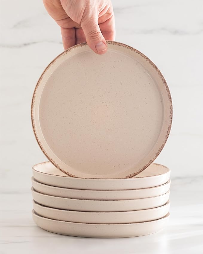 Stoneware dinnerware set 4 persons Rustic 12 pcs - Rustic design dinnerware set, dishwasher safe - Bowl and plate set - Pure Living dinnerware in beige…