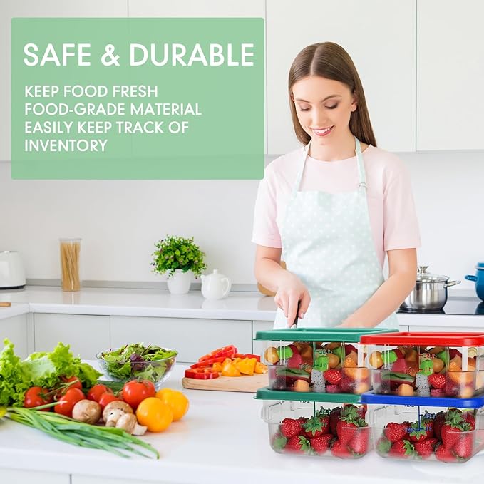 Lallisa 8 Pcs 2 Quart Food Storage Containers with Lids Clear Square Polycarbonate Marinating Container Dough Bucket with Lid(Multicolor)