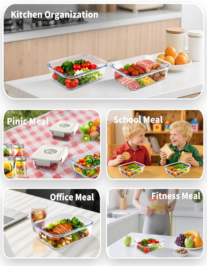 WanshengLe Vacuum Sealer for Food (Compact Vacuum Sealer Machine + Glass Vacuum Container + 5 Reusable Vacuum Bags) Powerful Handheld Vacuum Sealer Machine, Portable Food Sealer, Food Storage