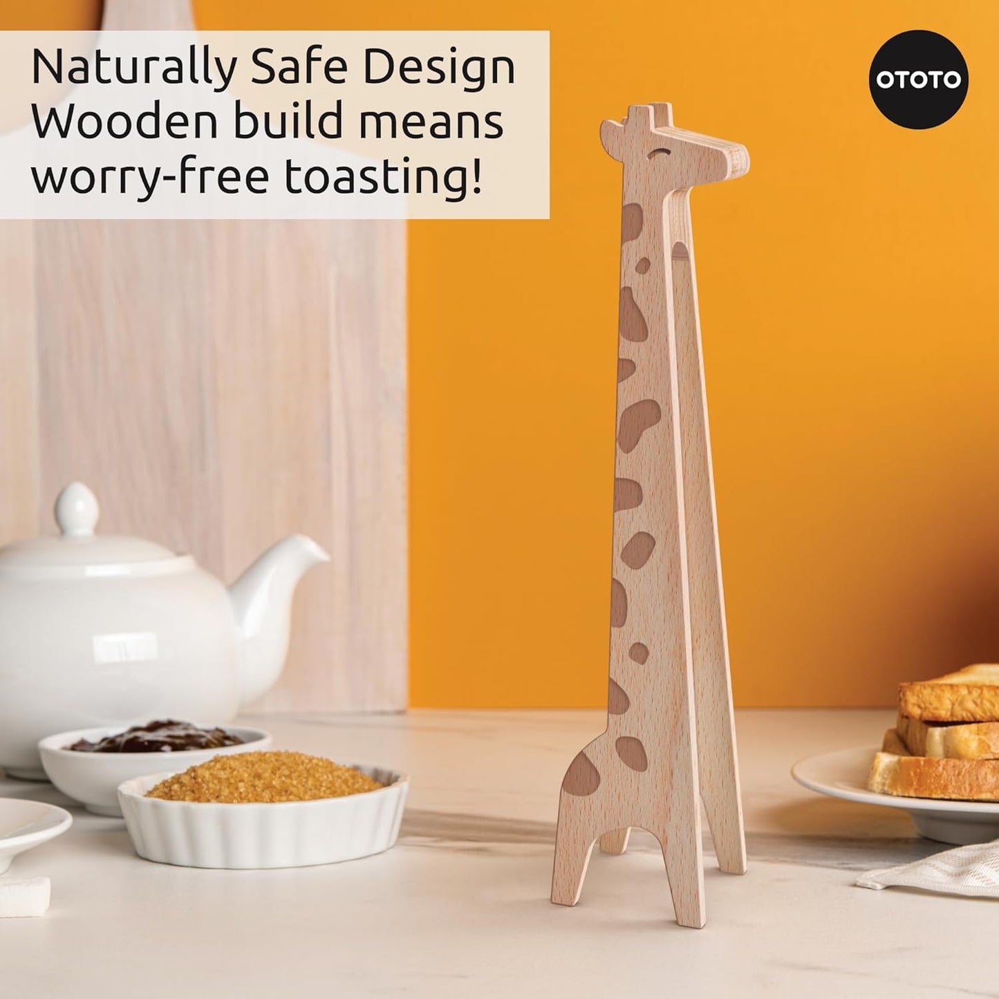 NEW OTOTO Jerry the Giraffe Toaster Tongs - Multipurpose Wooden Tongs for Cooking, Serving Food, Kitchen Gifts, Fun Gifts, Cute Kitchen Accessories, Fun Gadgets
