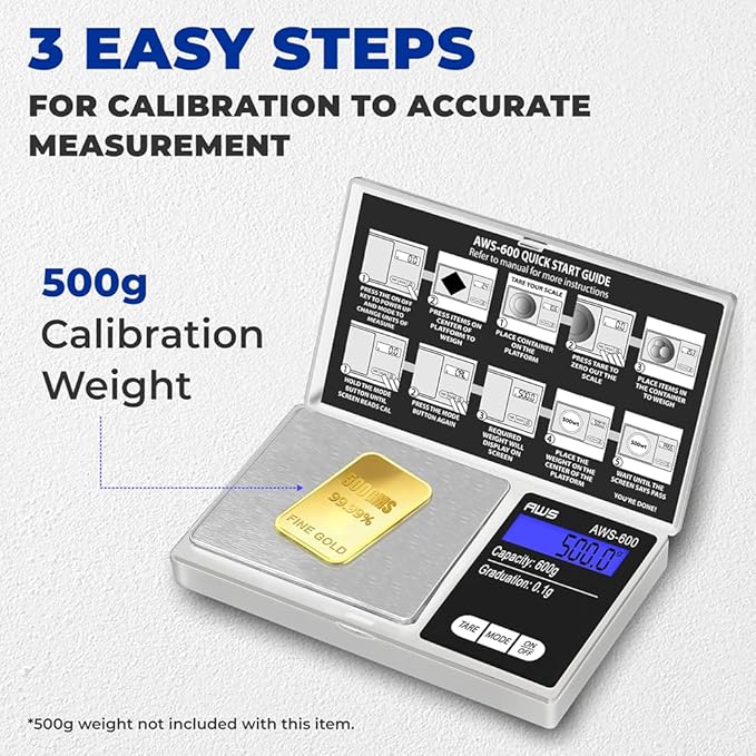 American Weigh Scales 600g x 0.1g Digital Pocket Scale | High Precision Digital Scale LCD Display Multi Unit Conversion Pocket Grams Scale, Jewelry Scale, Small Smart Weight Scale - Silver