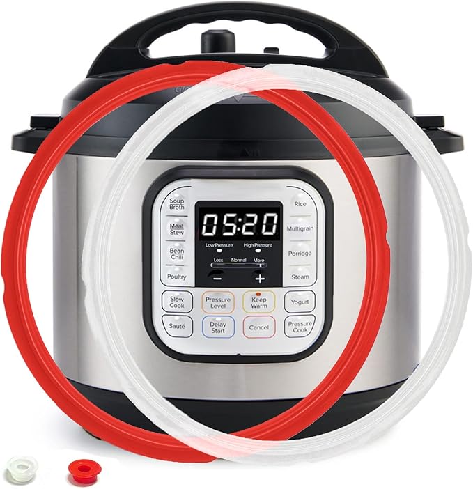 2 Pack Sealing Ring 3 Qt for Instant Pot Sealing Rings With 2 Float Valve Caps for MiNi 3 Qt Insta Pot, Food-Grade Silicone Instantpot 3Qt Sealing Ring, for InstaPot 3 Qt, Red, Clear