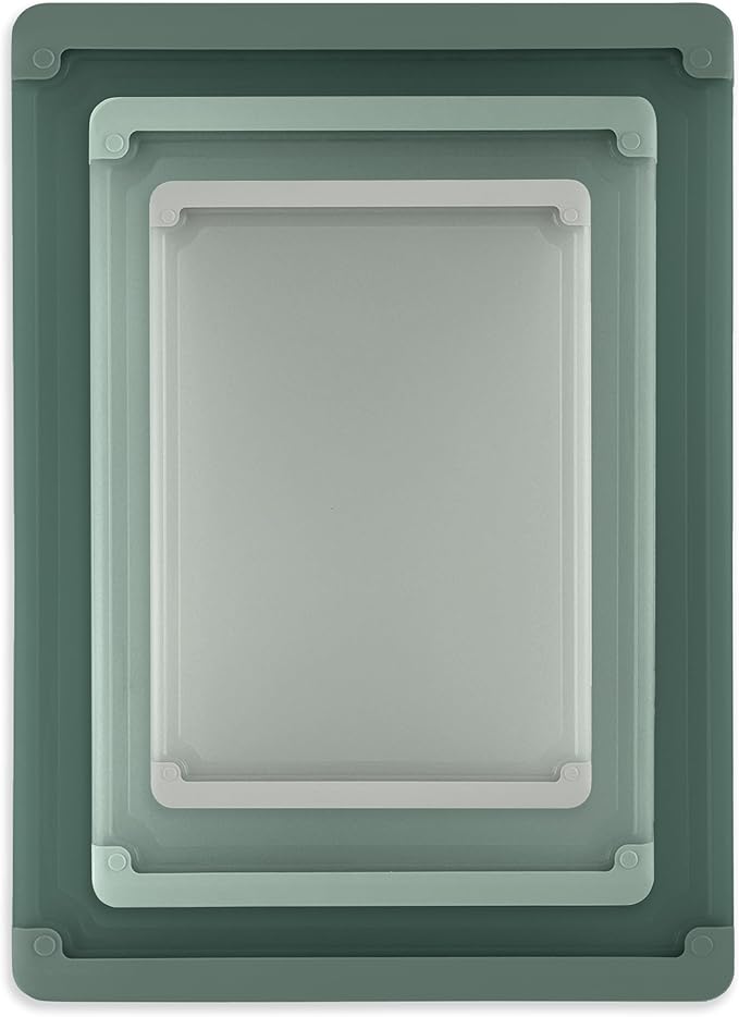 COOK WITH COLOR Extra Large Cutting Board Set, Jumbo-Sized Boards with Rubber Border for Enhanced Cooking Experience, 3-Piece, Dark Sage