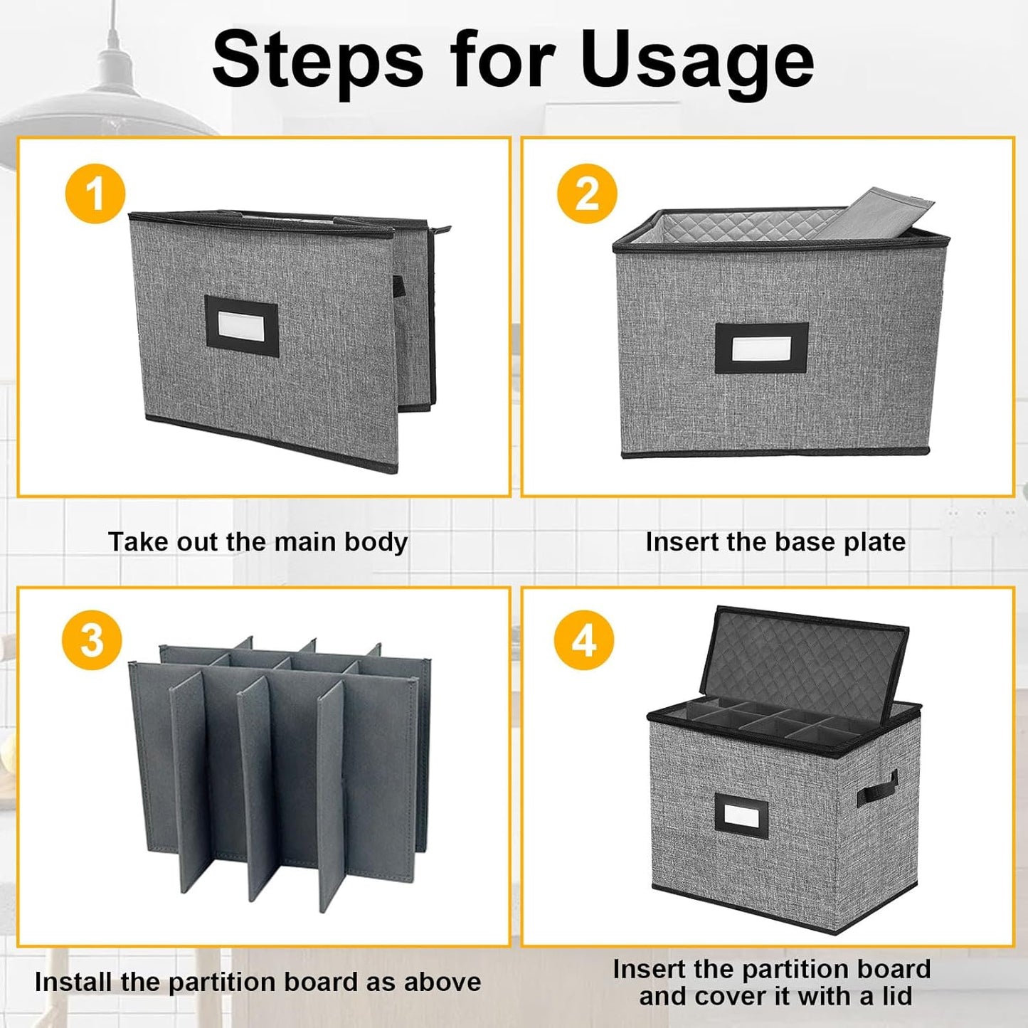 Champagne Flute Storage Box,Quilted Stemware Storage Box Hard Shell,Stackable Champagne Glass Container,Wine Glass, Crystal Glassware, Drinkware Case for Moving Transport(Grey)