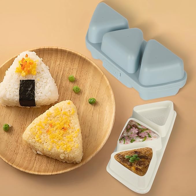 HIBILDER 6 in 1 Onigiri Mold Triangle Sushi Mold Once Quickly Make 6pcs Sushi - Multifunctional Rice Ball Mold for Making and Storing Sushi