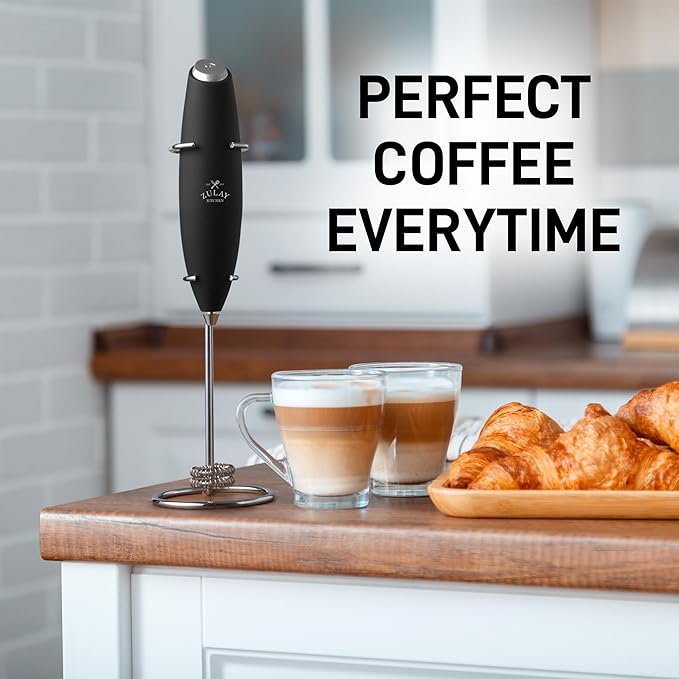 Zulay Kitchen Double Whisk Milk Frother – Handheld Foam Maker for Coffee, Lattes, Matcha, Hot Chocolate & Cappuccinos – Whip Creamy Froth in Seconds, Portable & Easy to Use -