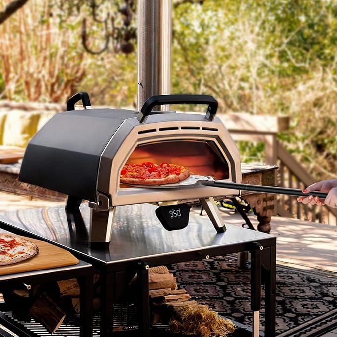 Turning Pizza Peel, 9 Inch Aluminum Perforated Peel with Detachable 33 or 48 Inch Long handle, Lightweight Pizza Paddle for Baking Homemade Pizza Bread