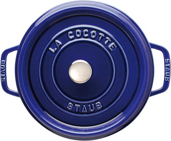 Staub Cast Iron 4-qt Round Cocotte - Dark Blue, Made in France