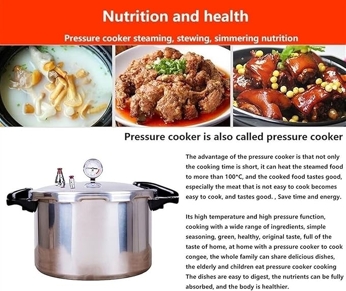 High capacity pressure cookers with cooking rack 22quart canning pressure cooker with gauge Explosion proof safety valve Extra-large size great for big canning jobs,Compatible:natural gas-open flame